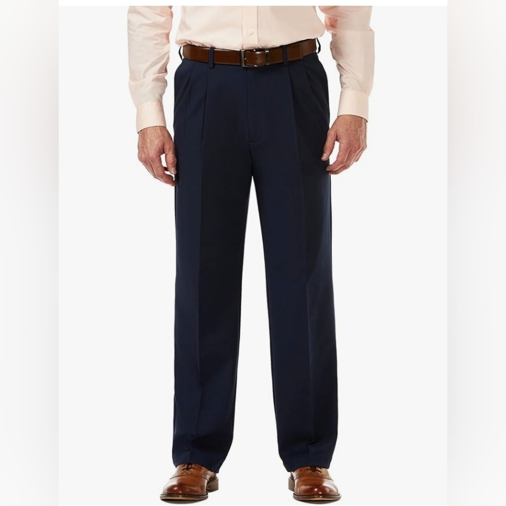 Cool 18® Pant Classic Fit, Pleated Front, Hidden Expandable Waistband 42W 29L